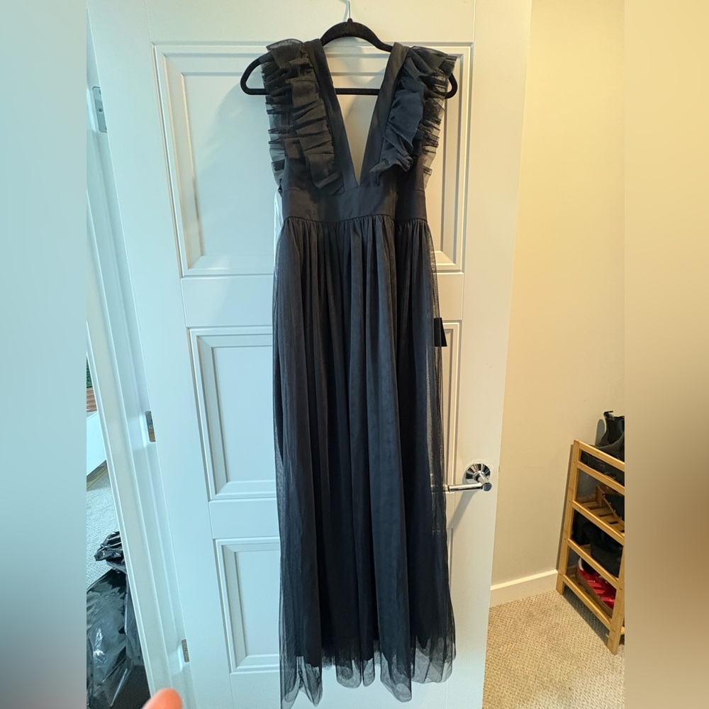 Lulus Black Ruffled Gown - NWT